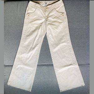 Banana Republic BEIGE Wide Leg Pants Bootcut Khaki Cotton Mid Rise Trousers Sz 0